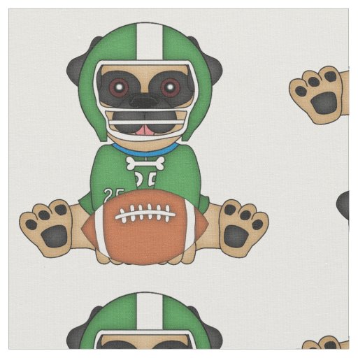 Football Pug - Green and White Fabric