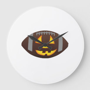 Football Pumpkin Face Large Clock