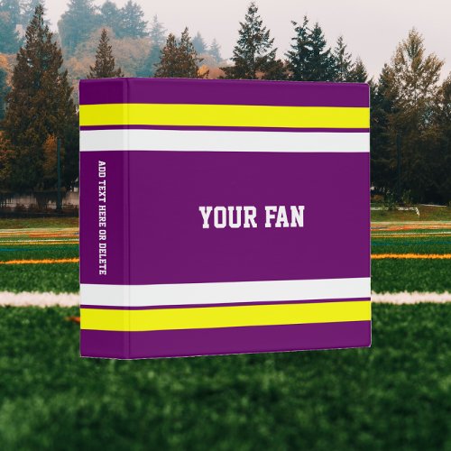 Football Purple Gold  White Personalized Binder