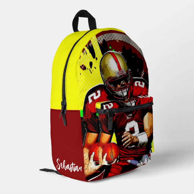 Football Quarterback Personalized  Printed Backpack (Back Corner Left)