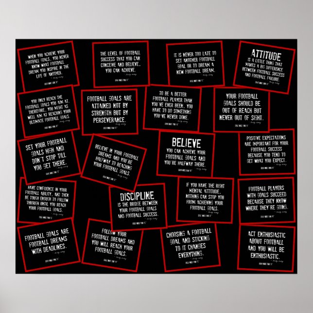 Football Quotes Collage in Red, Black and White Poster (Front)