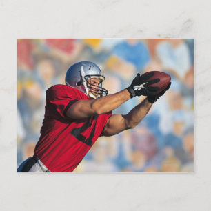 Football receiver catching ball postcard