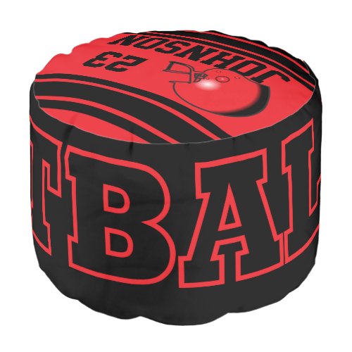 Football Red and Black Sport Pattern Pouf