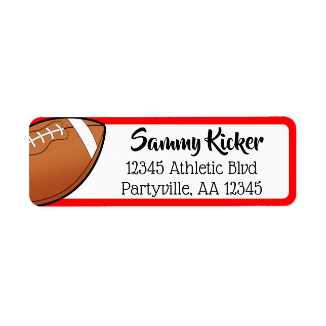 Football Red & Black Address Label (Front)