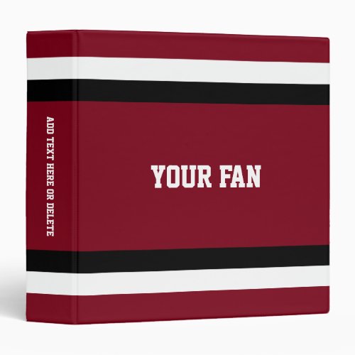 Football Red  Black Personalized Binder