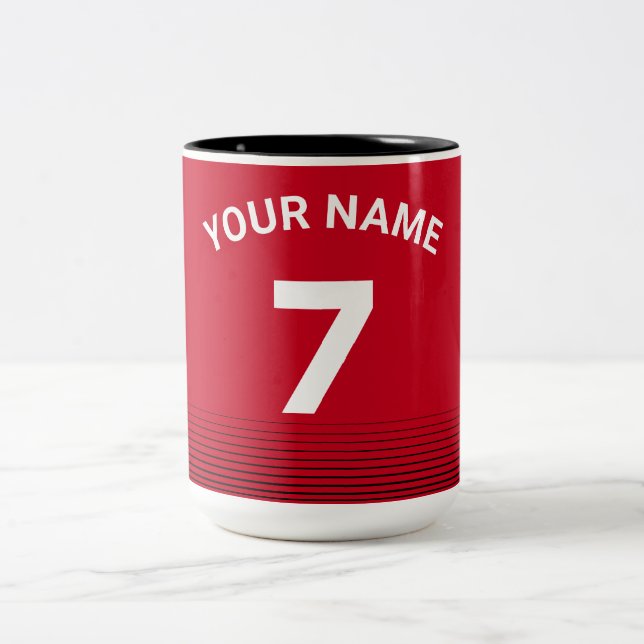 Football Red Jersey Two-Tone Coffee Mug (Center)