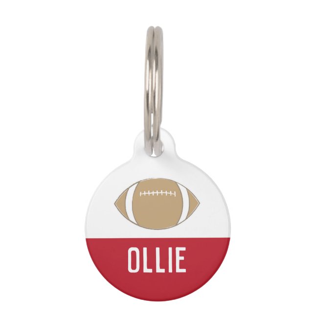 FOOTBALL (RED) PET ID TAG (Front)