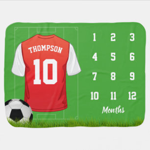 Football   Red Soccer Growth Tracker Baby Blanket