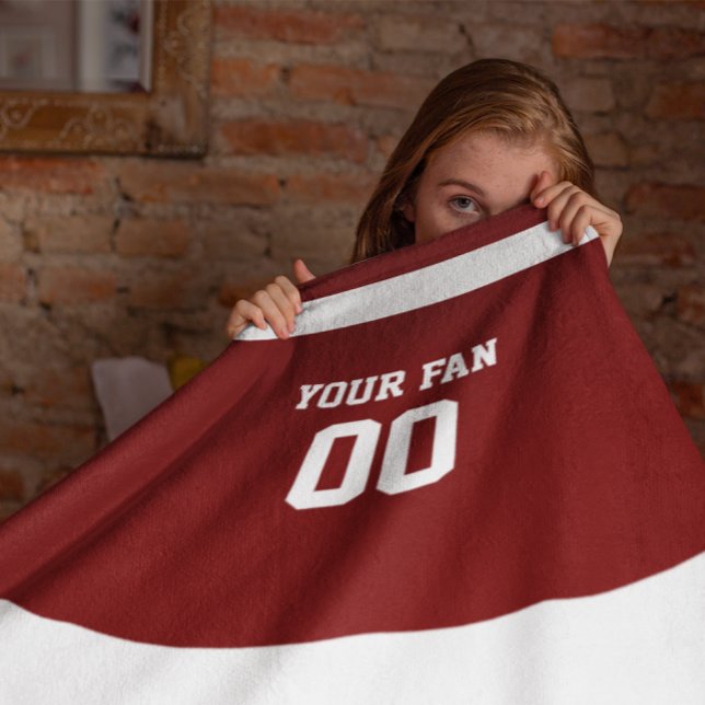 Football Red & White Personalized Fleece Blanket (Creator Uploaded)