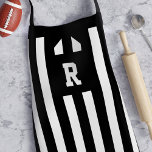Football Referee Black and White Striped Apron<br><div class="desc">Add your initial to this black and white striped apron and enjoy the game. Suitable for dads that like fair play in the kitchen</div>