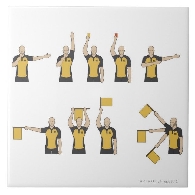 Football referees' signals ceramic tile (Front)