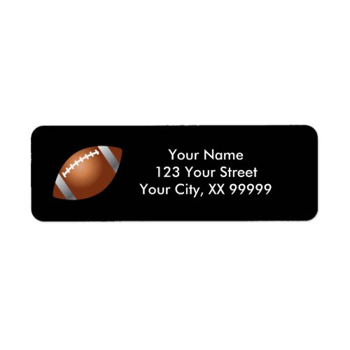 Football Return Address Labels in Black