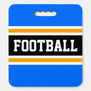 FOOTBALL Royal Blue Black Orange Racing Stripes Seat Cushion
