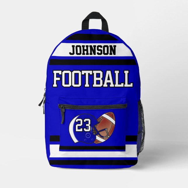 Football Royal Blue - Editable  Printed Backpack (Front)