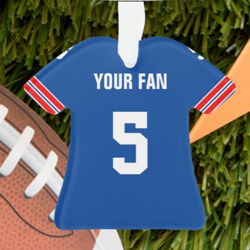 Football Royal Blue Red  White Jersey Ornament