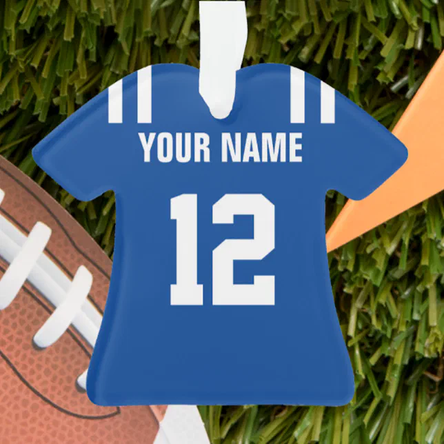 Football Royal Blue & White Jersey Ornament Zazzle