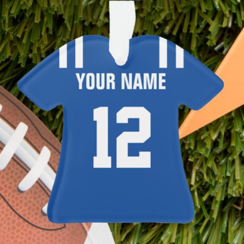 Football Royal Blue  White Jersey Ornament