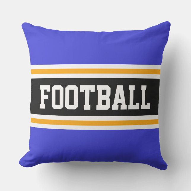 FOOTBALL Royal Navy Blue Black Athletic Stripes Outdoor Pillow (Front)