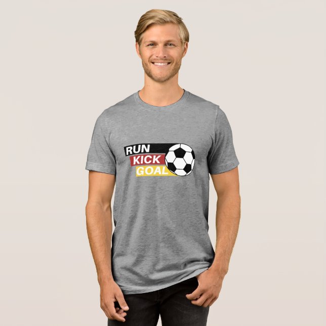 Football Run Kick & Goal T-Shirt Tri-Blend Shirt (Front Full)