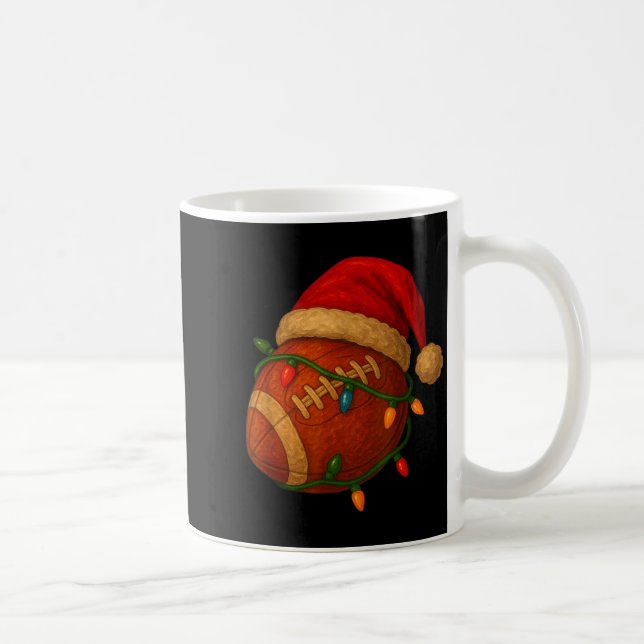 Football Santa Christmas Lights Xmas Men Boys Kids Coffee Mug (Right)