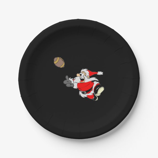 Football Santa Christmas Shirt Paper Plates (Front)