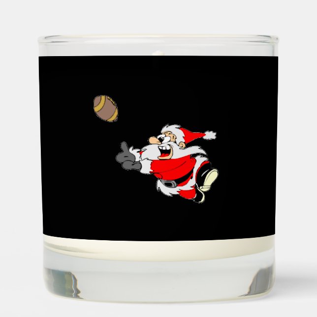 Football Santa Christmas Shirt Scented Candle (Front)