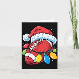 Football Santa Hat Christmas Lights Festive Touchd Card