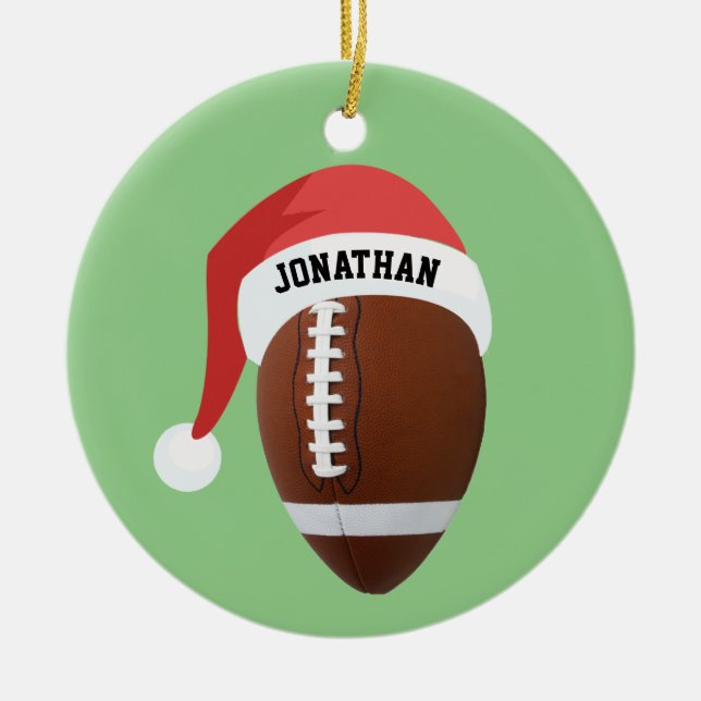 Football Santa Hat Ornament (Front)