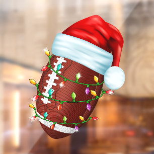 Football Santa Hat Window Cling