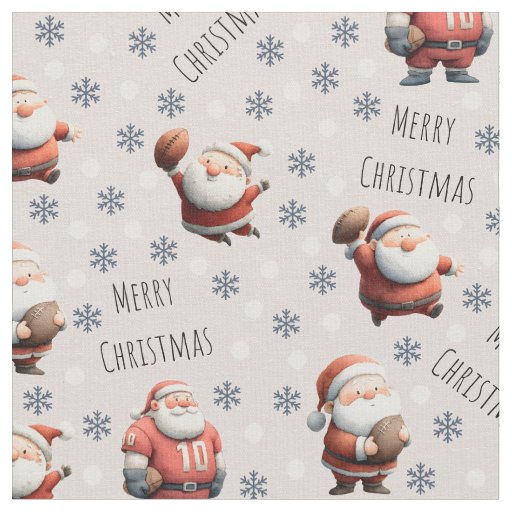 Football Santa on Beige Fabric