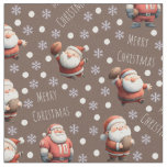 Football Santa on Coffee Brown Fabric