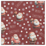 Football Santa on Dark Red Fabric