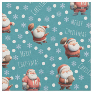 Football Santa on Green-Blue Fabric