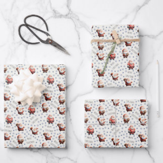 Football Santa on Ivory Wrapping Paper Sheets