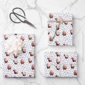 Football Santa on White Wrapping Paper Sheets