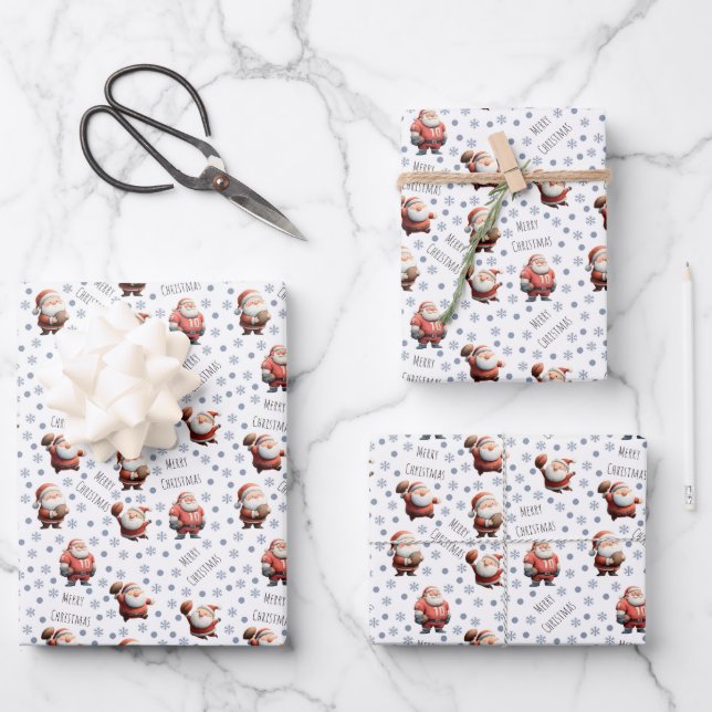 Football Santa on White Wrapping Paper Sheets (Front)