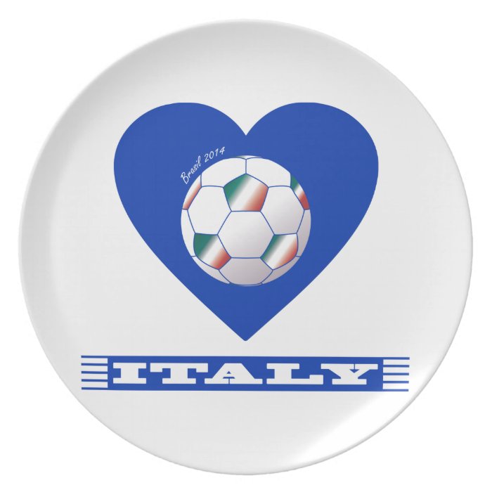 FOOTBALL Scarf ITALY and ball soccer in heart Party Plates