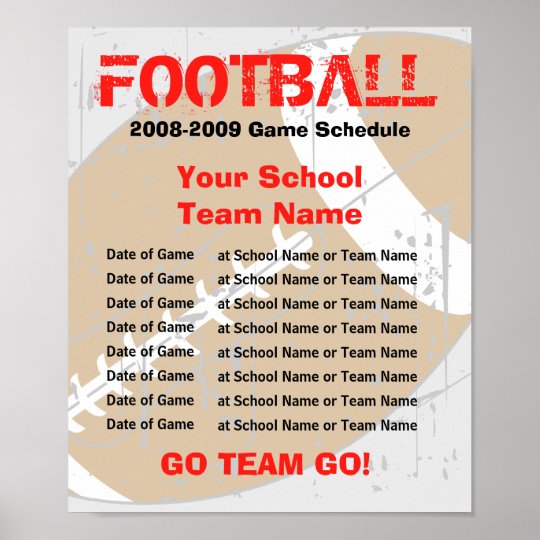 Football Schedule Poster Template Zazzle