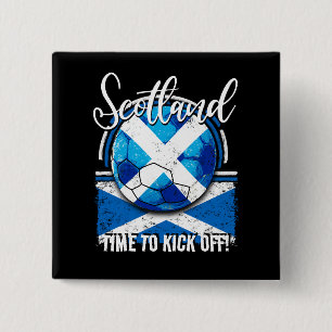 Football Scotland Flag, Distressed Soccer Ball Button