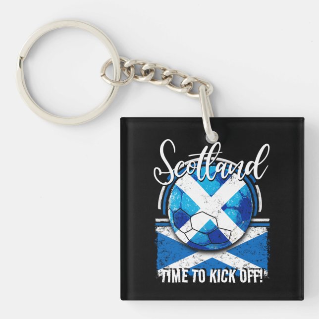 Football Scotland Flag, European Retro Soccer Flag Keychain (Front)
