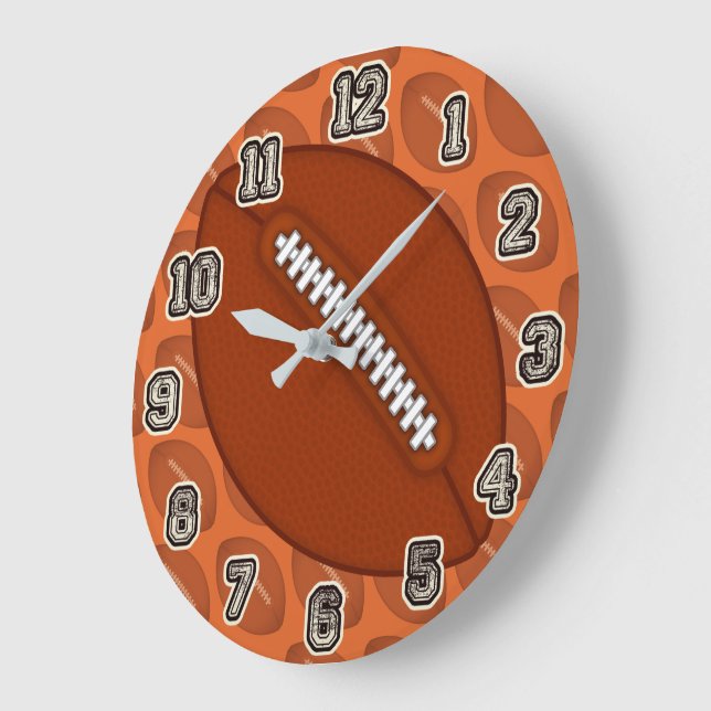 Football Screwball Graphics Large Clock (Angle)