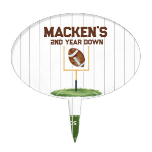 Football second year down boy birthday cake topper