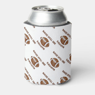 Football second year down boy birthday can cooler