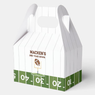 Football second year down boy birthday favor boxes