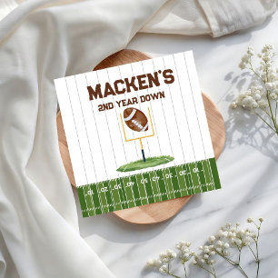 Football second year down boy birthday napkins