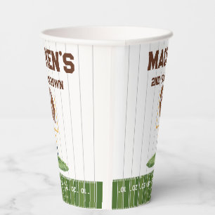 Football second year down boy birthday paper cups