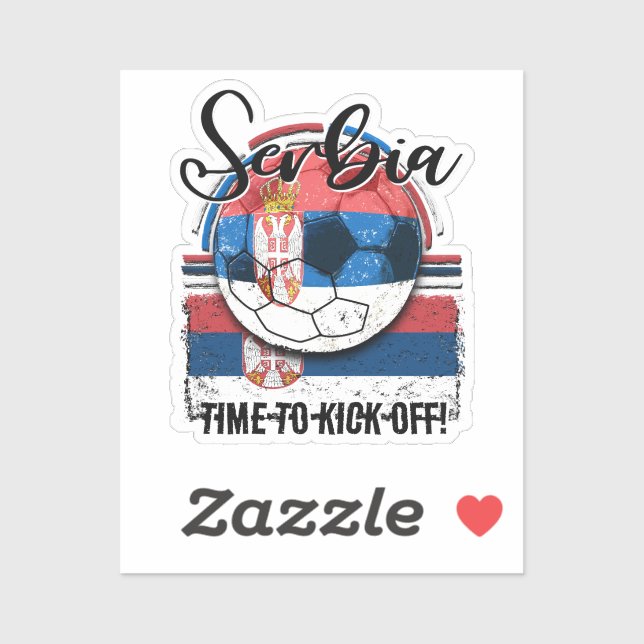 Football Serbia Flag, Retro Soccer Design Sticker (Sheet)