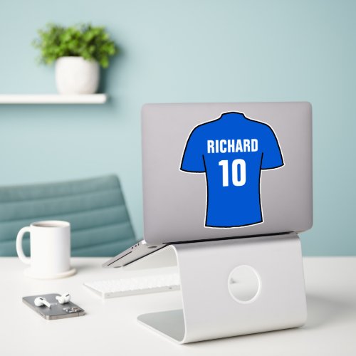 Football shirt design in blue sticker