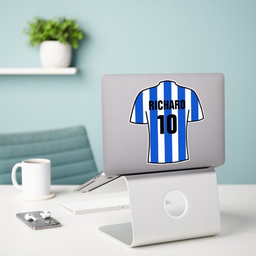 Football shirt design in Blue  White Stripes Stic Sticker