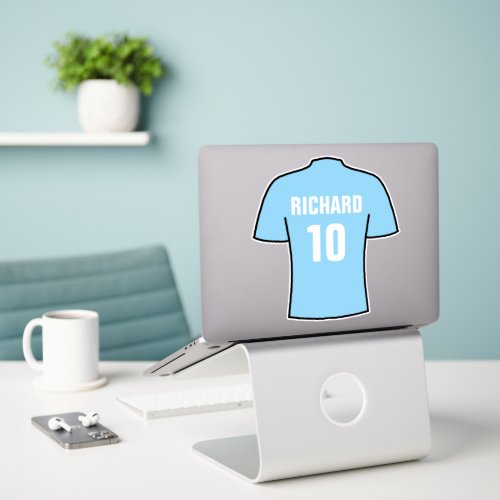 Football shirt design in light sky blue sticker